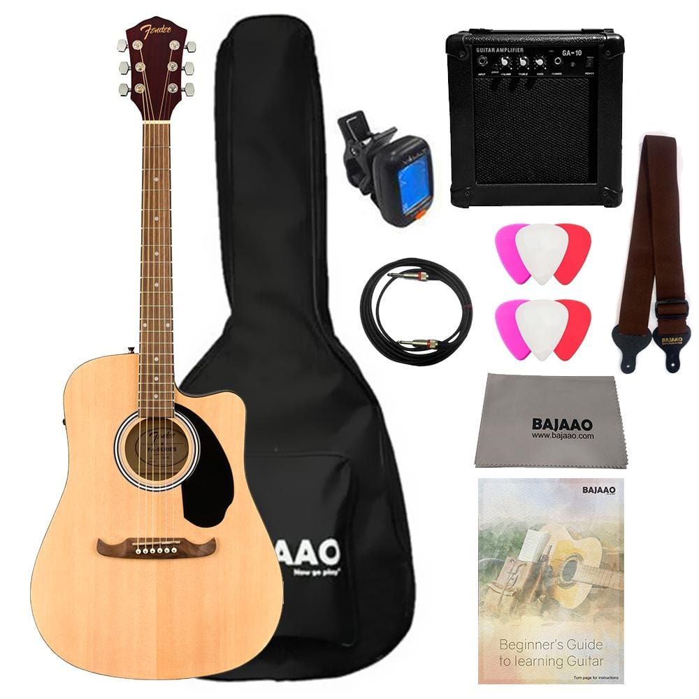 fender electro acoustic guitar bundles fender fa-125ce dreadnought electro-acoustic guitar with amplifier,gigbag,strap,tuner,cable,polishing cloth & picks