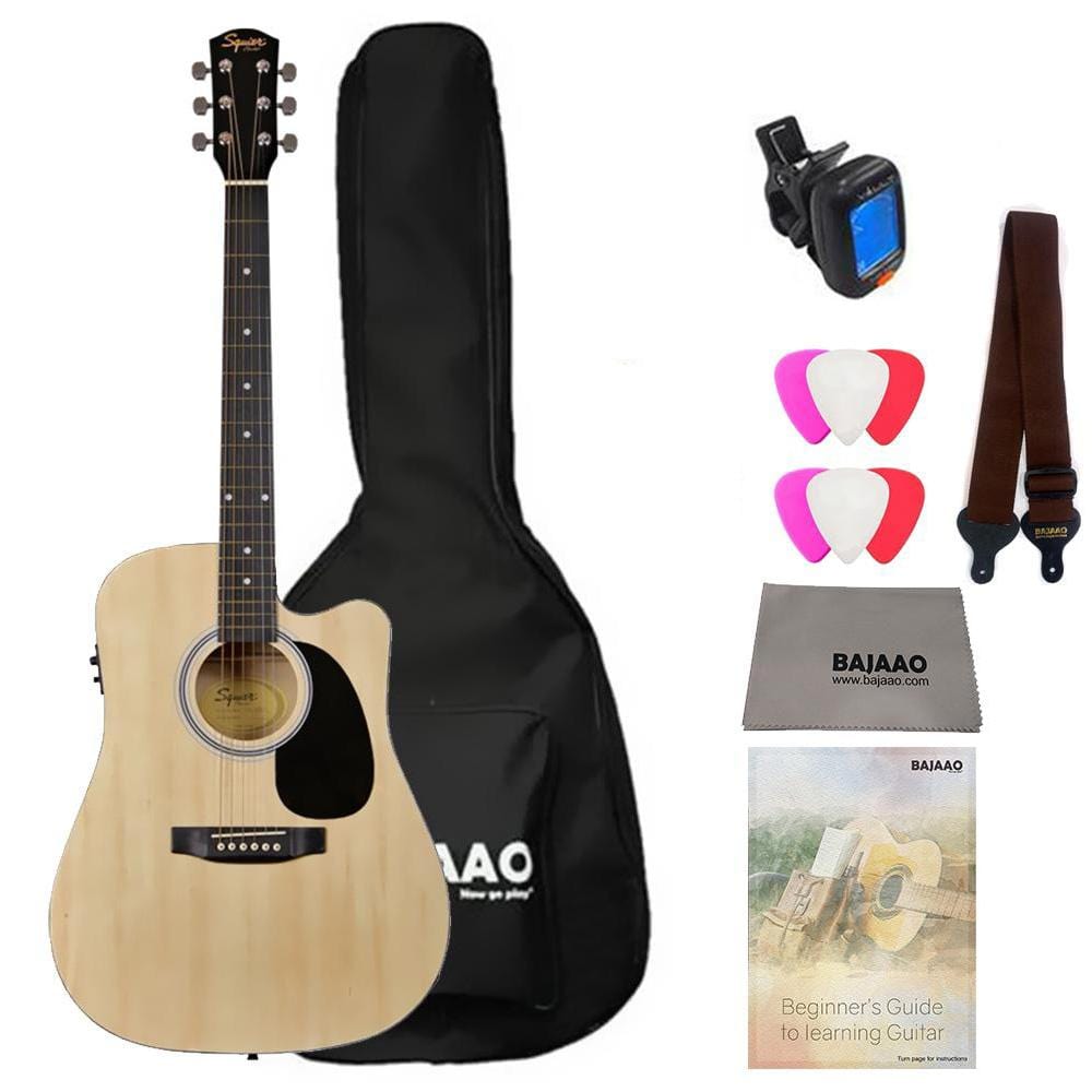 fender electro acoustic guitar bundles natural fender sa105ce electro - acoustic guitar bundle with gigbag, tuner, picks, strap, polishing cloth & ebook