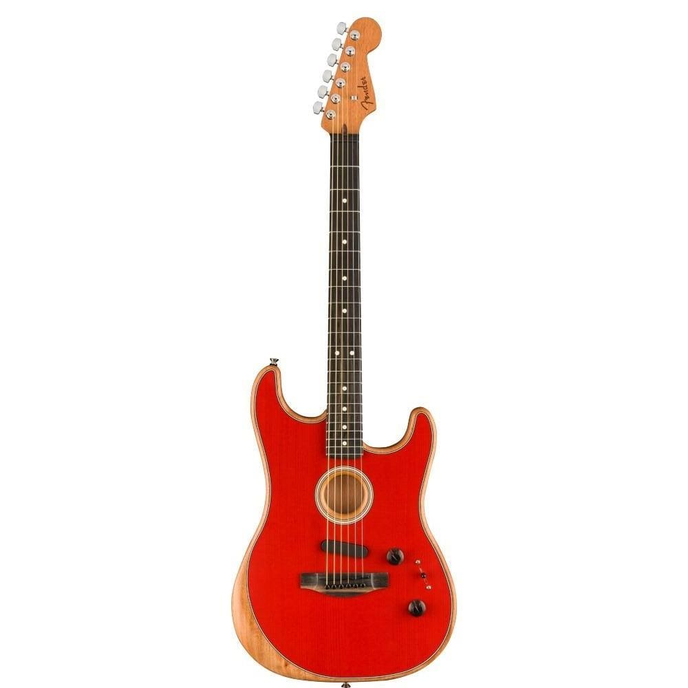 fender electro acoustic guitars fender acoustasonic stratocaster 6-strings electro acoustic guitar with gig bag#color_dakota-red