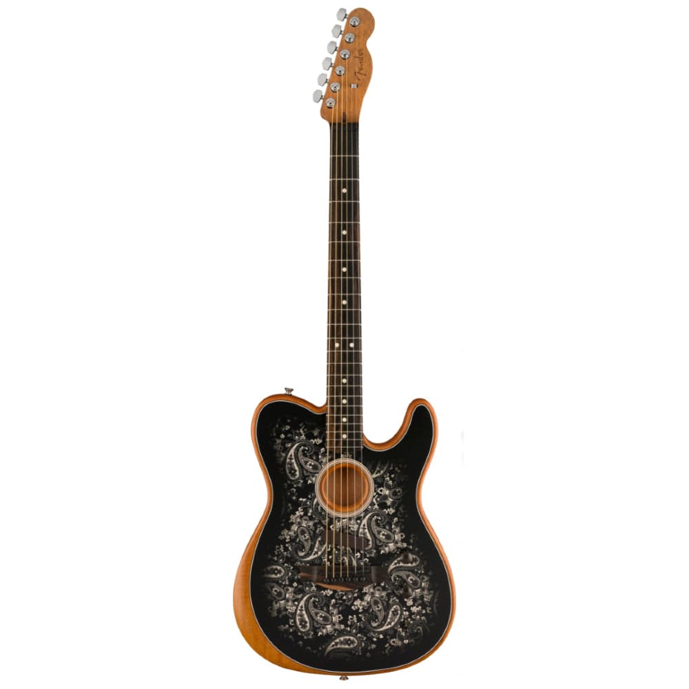 fender electro acoustic guitars fender american acoustasonic telecaster 6 string electro acoustic guitar #color_black-paisley