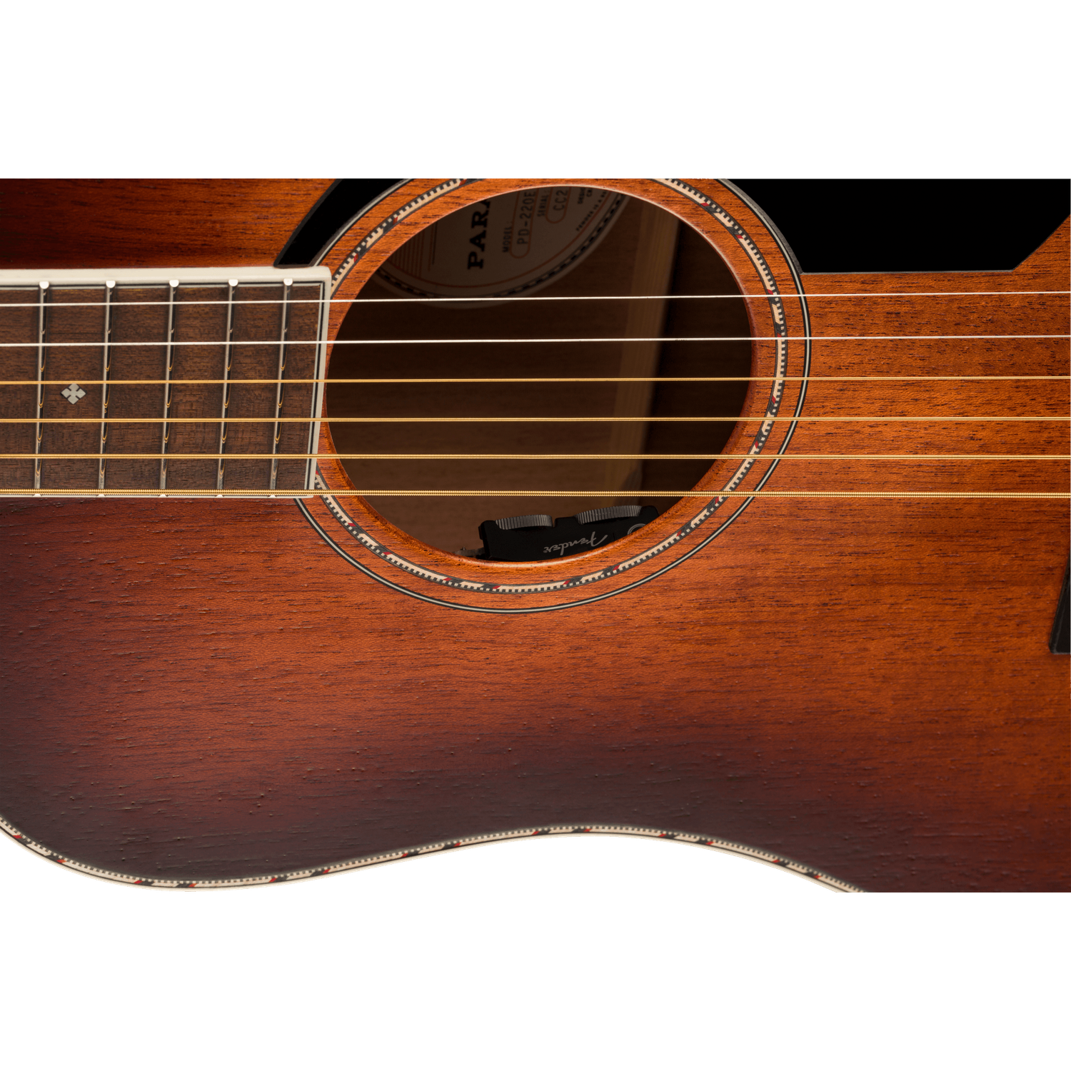 Fender Electro Acoustic Guitars Fender PD 220E Dreadnought Electro Acoustic Guitar with Case #color_aged-cognac-burst