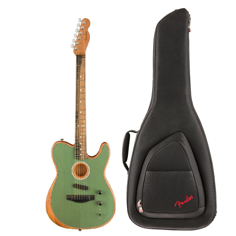 fender electro acoustic guitars surf green fender american acoustasonic telecaster 6 string electro acoustic guitar #color_surf-green