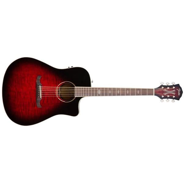 fender electro acoustic guitars trans cherry burst fender t-bucket 300ce electro acoustic guitar