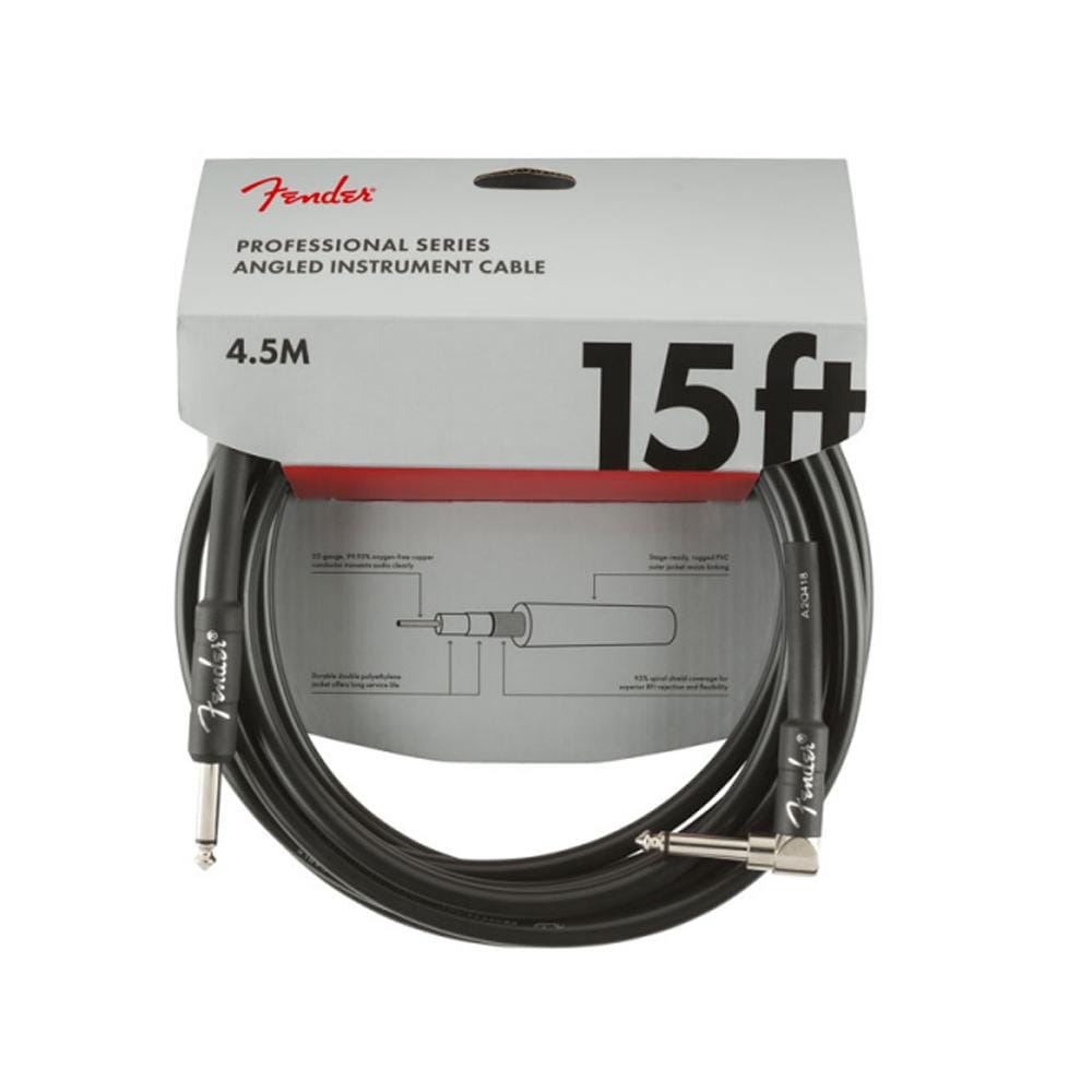 Fender Guitar Cables 15ft Fender Professional Series Straight to Right Angled Instrument Cable