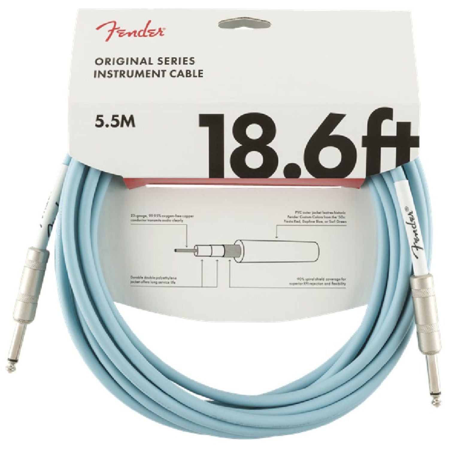 Fender Guitar Cables Daphne Blue Fender Original Series Instrument Cable - 18.6ft