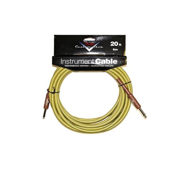 fender guitar cables fender custom shop performance series cable, 20' - tweed instrument cable