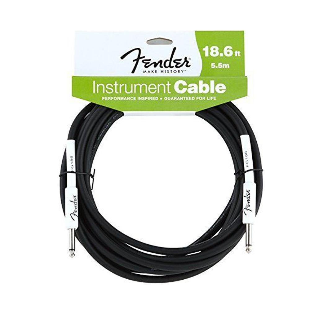 fender guitar cables fender fg186 5.5m performance series instrument cable - straight-straight - black