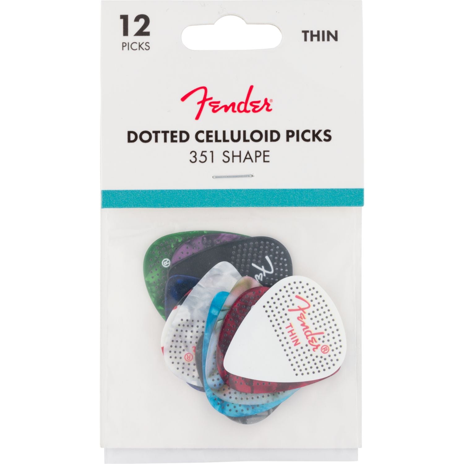 Fender Guitar Picks Fender Dotted Celluloid 351 Shape Guitar Pick - Pack of 12