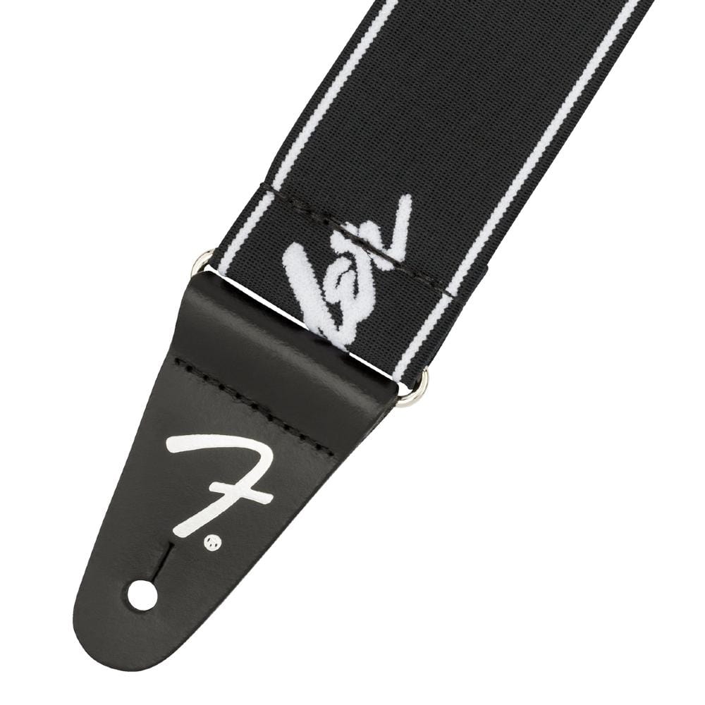 fender guitar straps black and white fender 2 inch weighless running logo guitar strap
