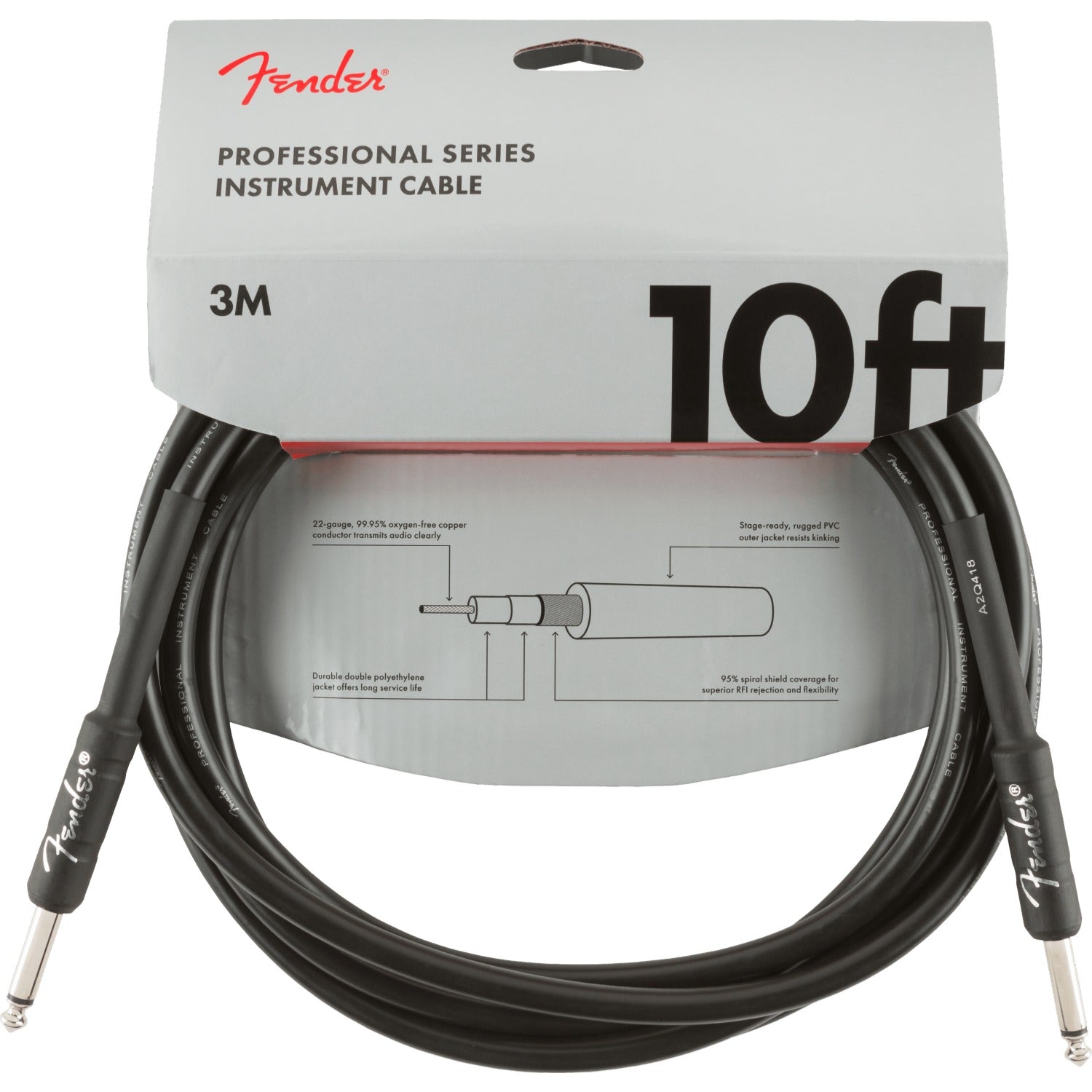 Fender Instrument Cables Black / 10ft Fender Professional Series Straight / Straight Instrument Cable