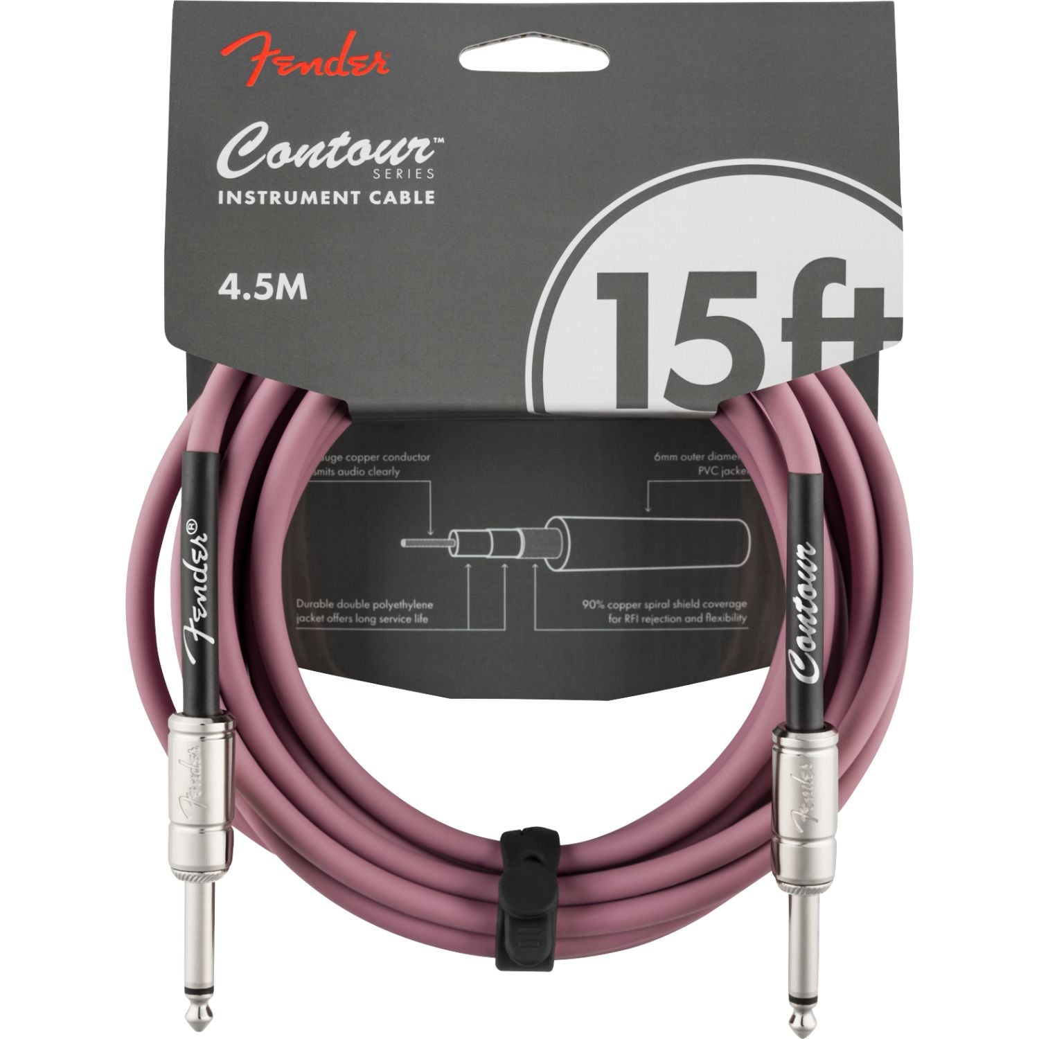 Fender Instrument Cables Burgundy Mist Fender Contour 15' Instrument Cable #color_burgundy-mist