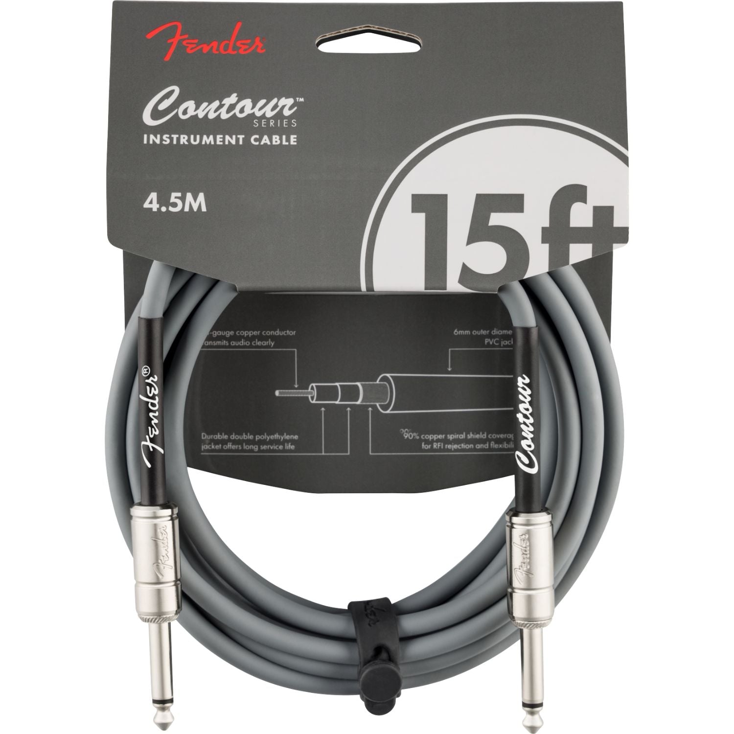 Fender Instrument Cables Inca Silver Fender Contour 15' Instrument Cable #color_inca-silver