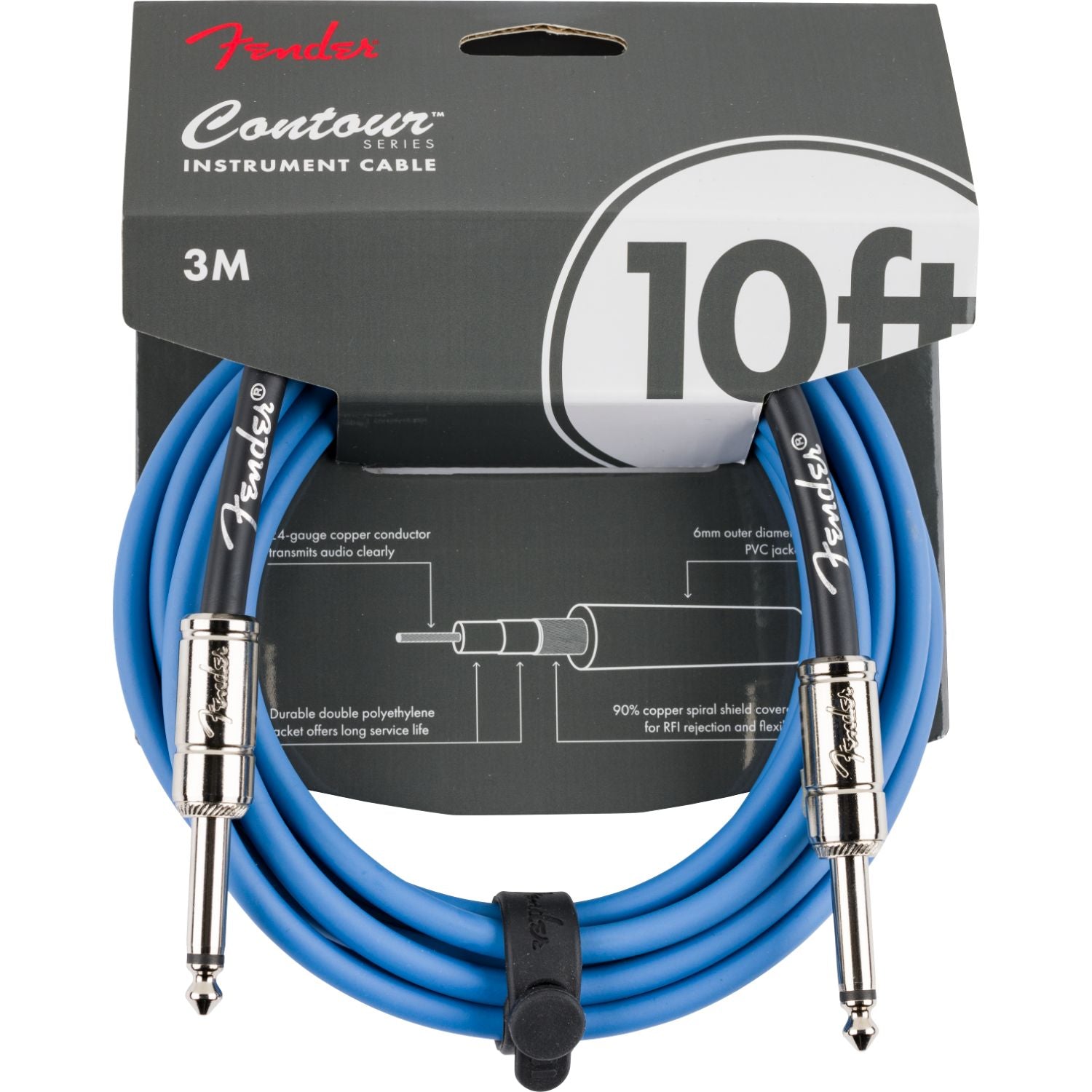 Fender Instrument Cables Lake Placid Blue Fender Contour 10' Instrument Cable