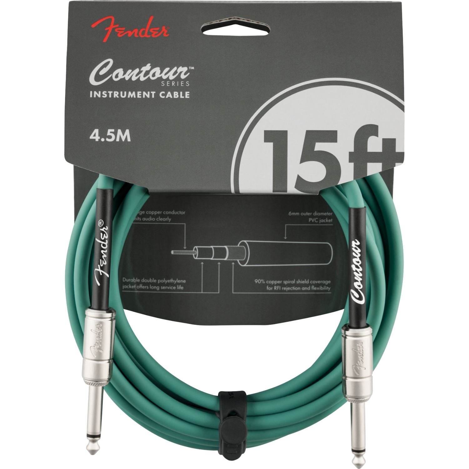 Fender Instrument Cables Sherwood Green Fender Contour 15' Instrument Cable #color_sherwood-green