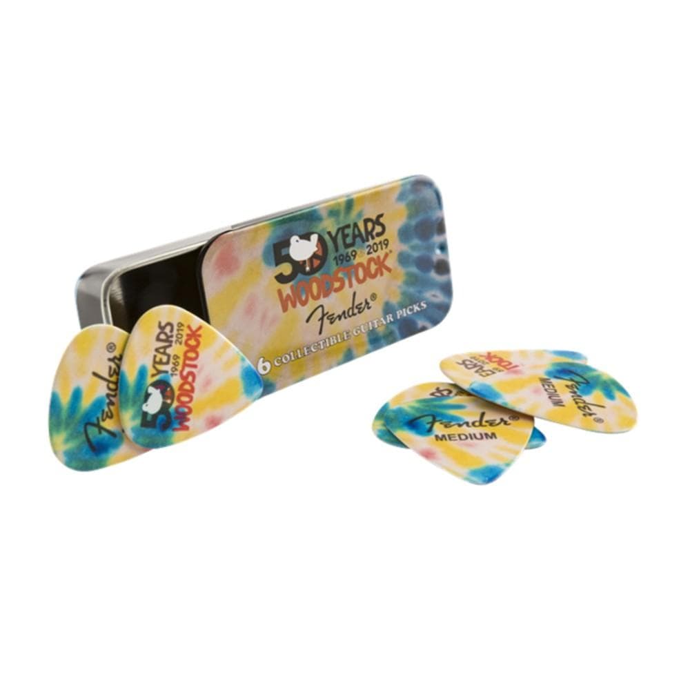 fender picks fender 0980351003 woodstock pick tin - pack of 6