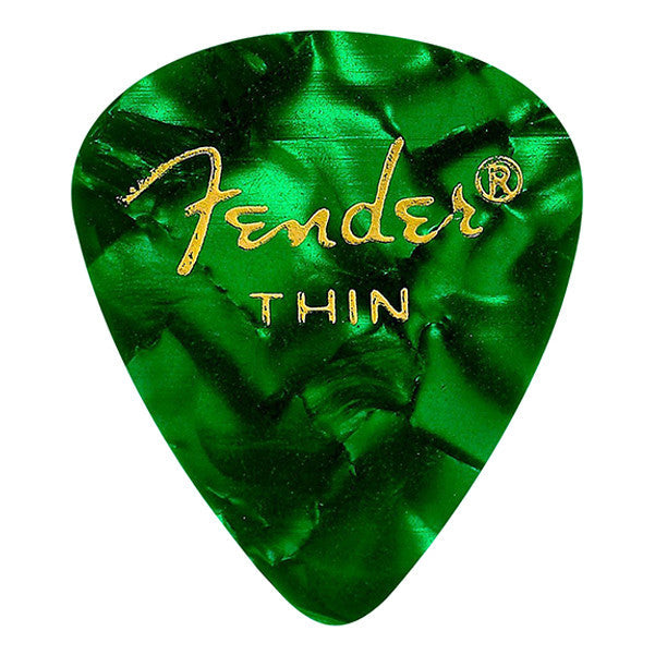 fender picks fender 351 shape premium thin pick green moto set -set of 6