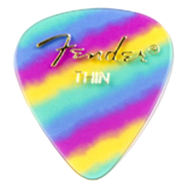 fender picks fender 351 shape premium thin pick set - rainbow
