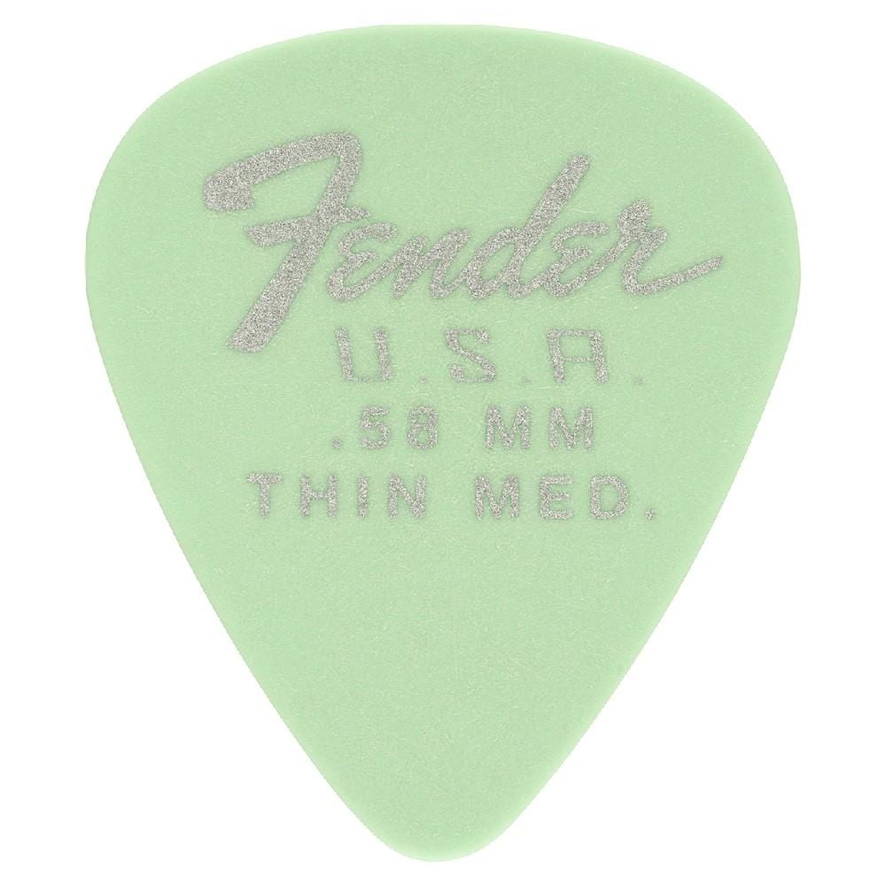 fender picks surf green- thin med fender dura tone delrin guitar picks 351 shape- pack of 12 #color_surf-green--thin-med