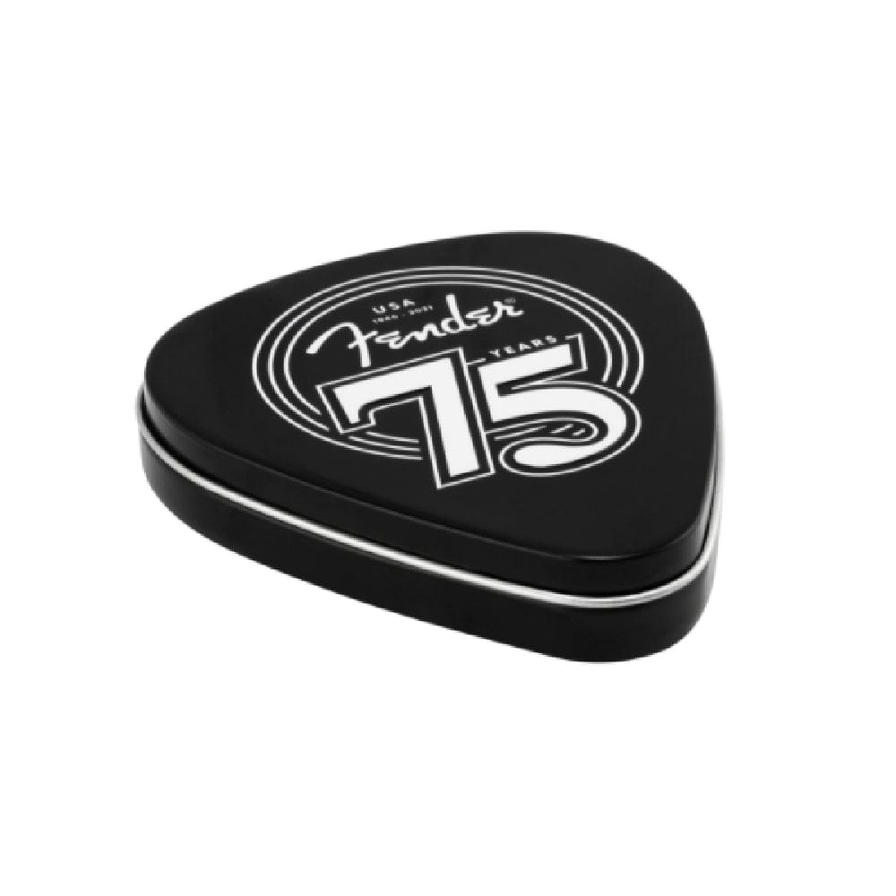 fender picks white pearl fender 75th anniversary pick tin - 18 count
