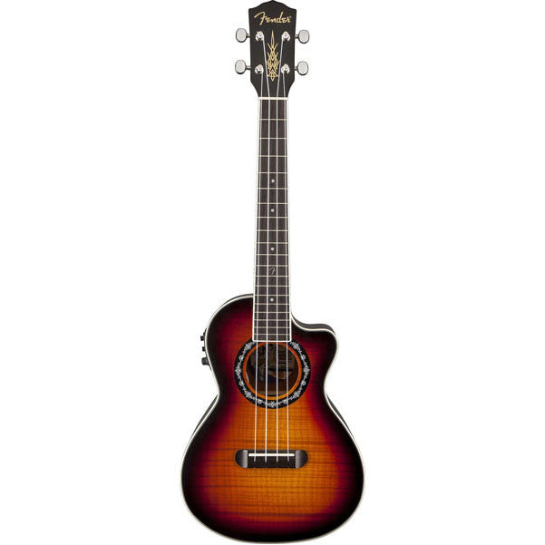 fender tenor ukuleles fender t-bucket tenor ukulele with flame maple top and rosewood fingerboard - 3-color sunburst