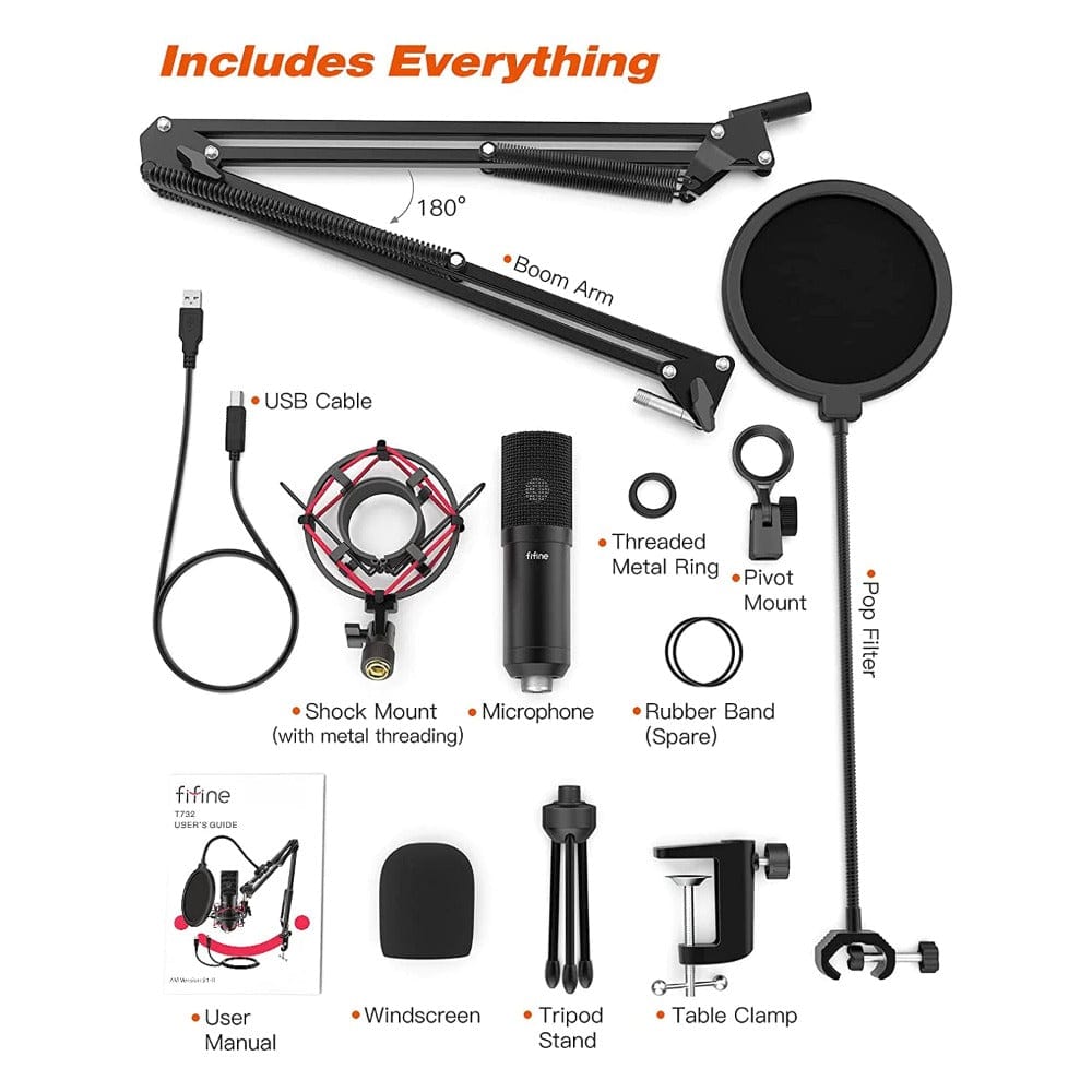fifine usb microphones fifine t732 usb condenser microphone kit