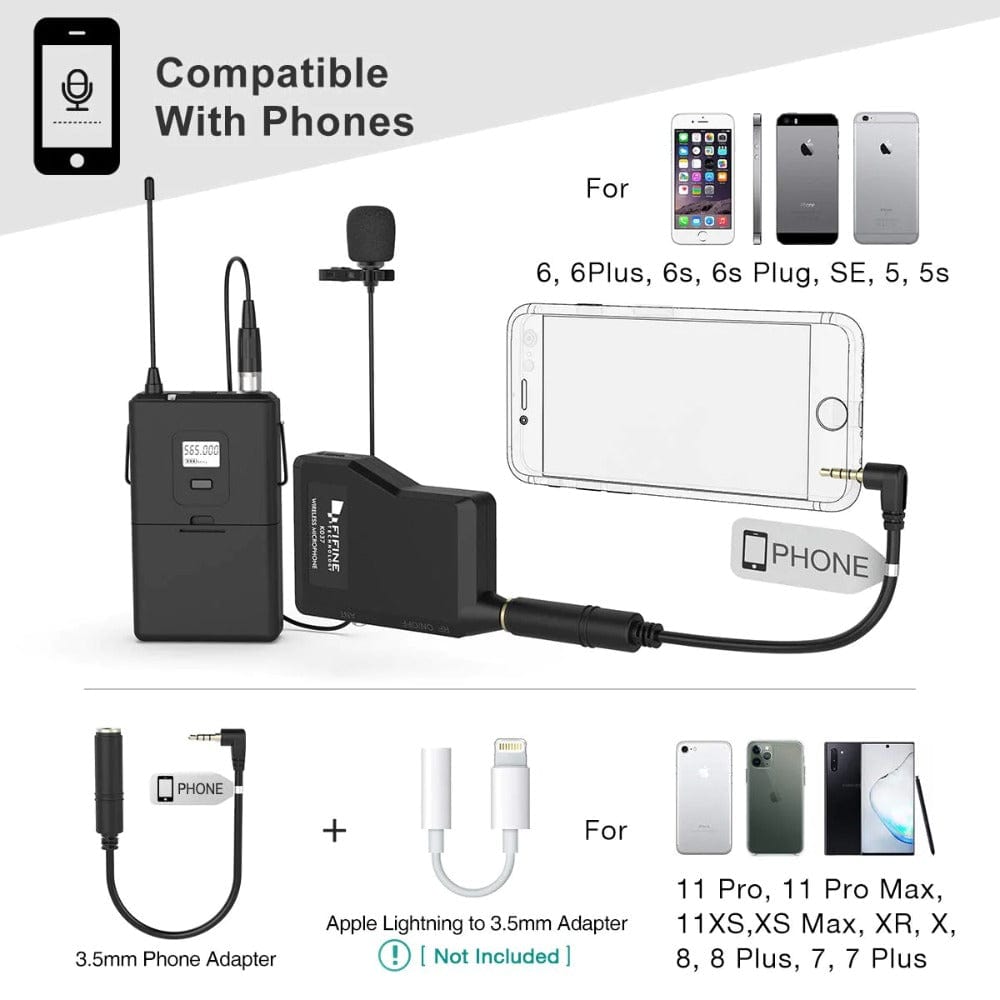 fifine wireless systems fifine k037b wireless lavalier lapel microphone with headset