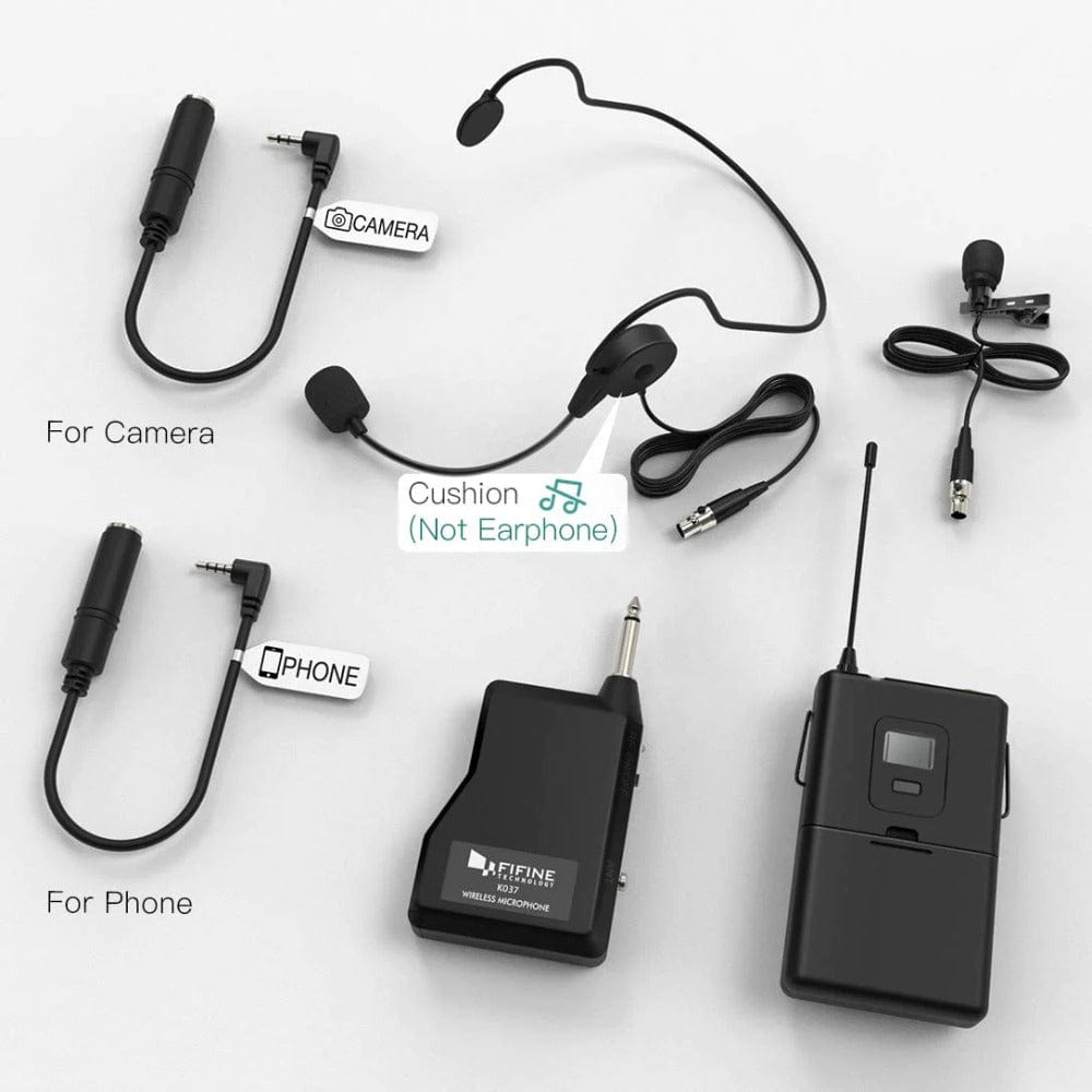 fifine wireless systems fifine k037b wireless lavalier lapel microphone with headset