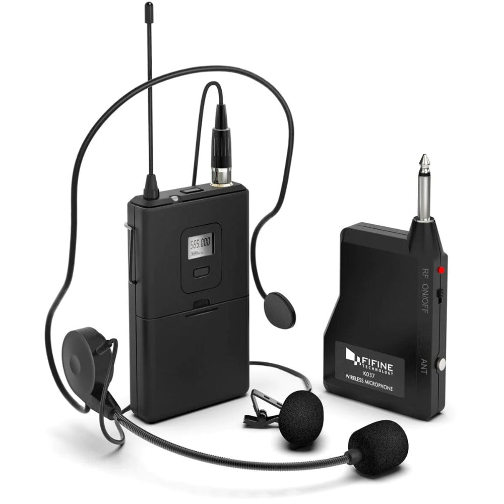 fifine wireless systems fifine k037b wireless lavalier lapel microphone with headset
