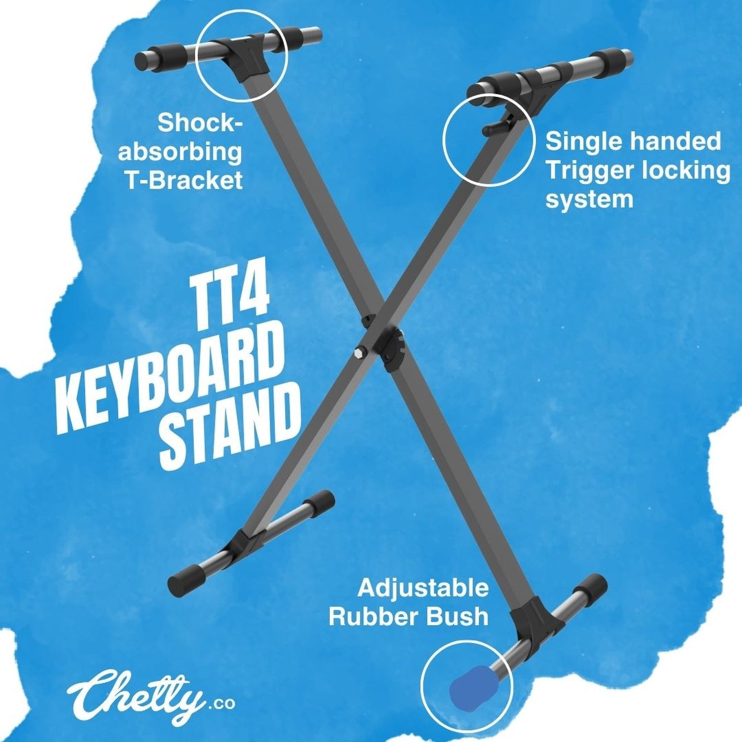 Chetty TT4 X-Type Keyboard Single Braced Stand with 6-level Trigger Locking