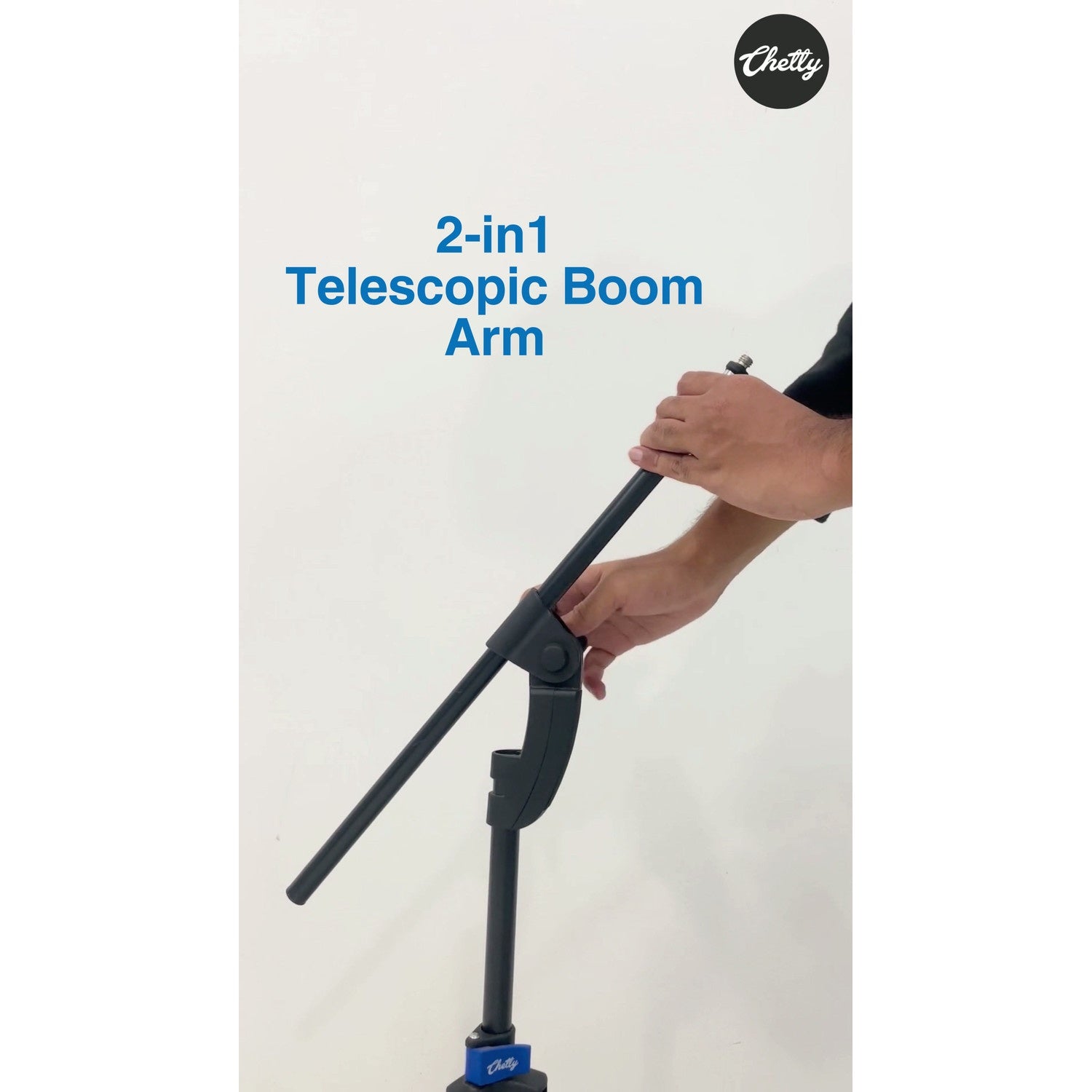 Chetty MT12 2-in-1 Tripod Microphone Stand with Telescopic Boom Arm & Collapsible base