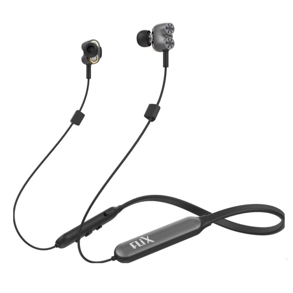 flix in-ear neckband headphones black flix (beetel) blaze 210 bt v5.0 in ear wireless neckband