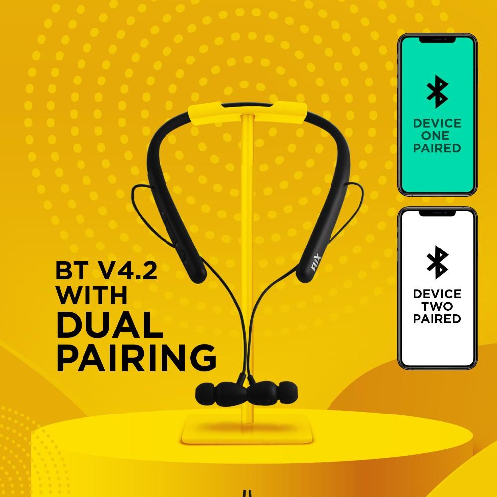 flix in-ear neckband headphones flix (beetel) blaze 200 wireless bluetooth in-ear collar neckband - black - open box