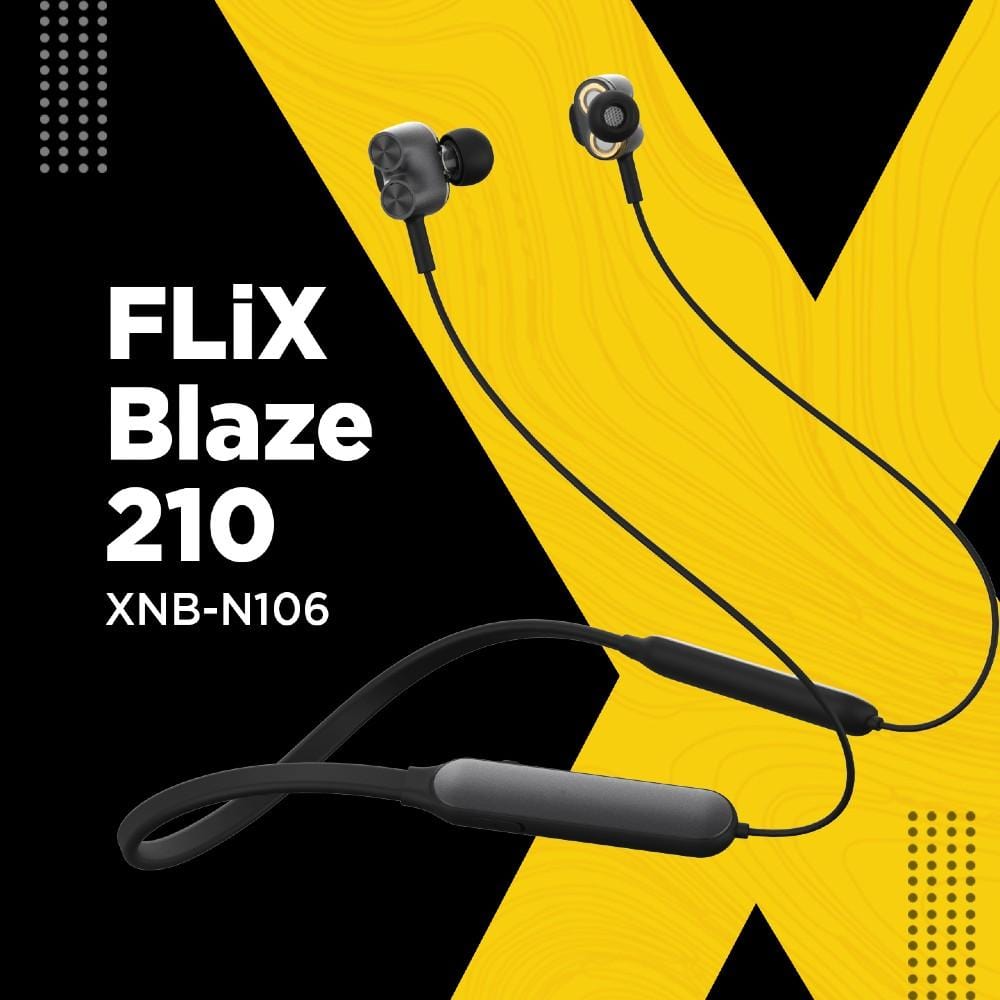 flix in-ear neckband headphones flix (beetel) blaze 210 bt v5.0 in ear wireless neckband