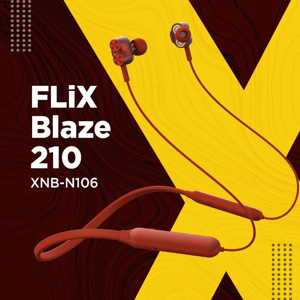 flix in-ear neckband headphones flix (beetel) blaze 210 bt v5.0 in ear wireless neckband #color_red