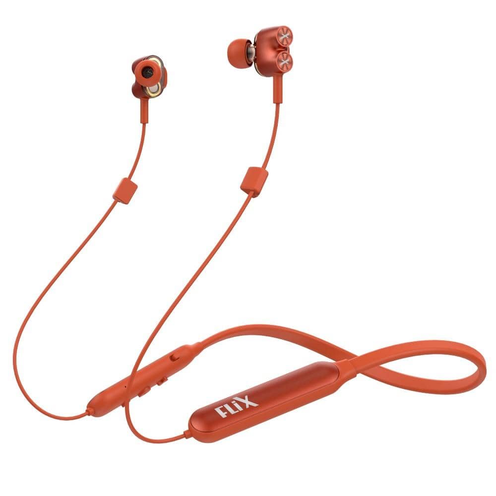 flix in-ear neckband headphones red flix (beetel) blaze 210 bt v5.0 in ear wireless neckband #color_red