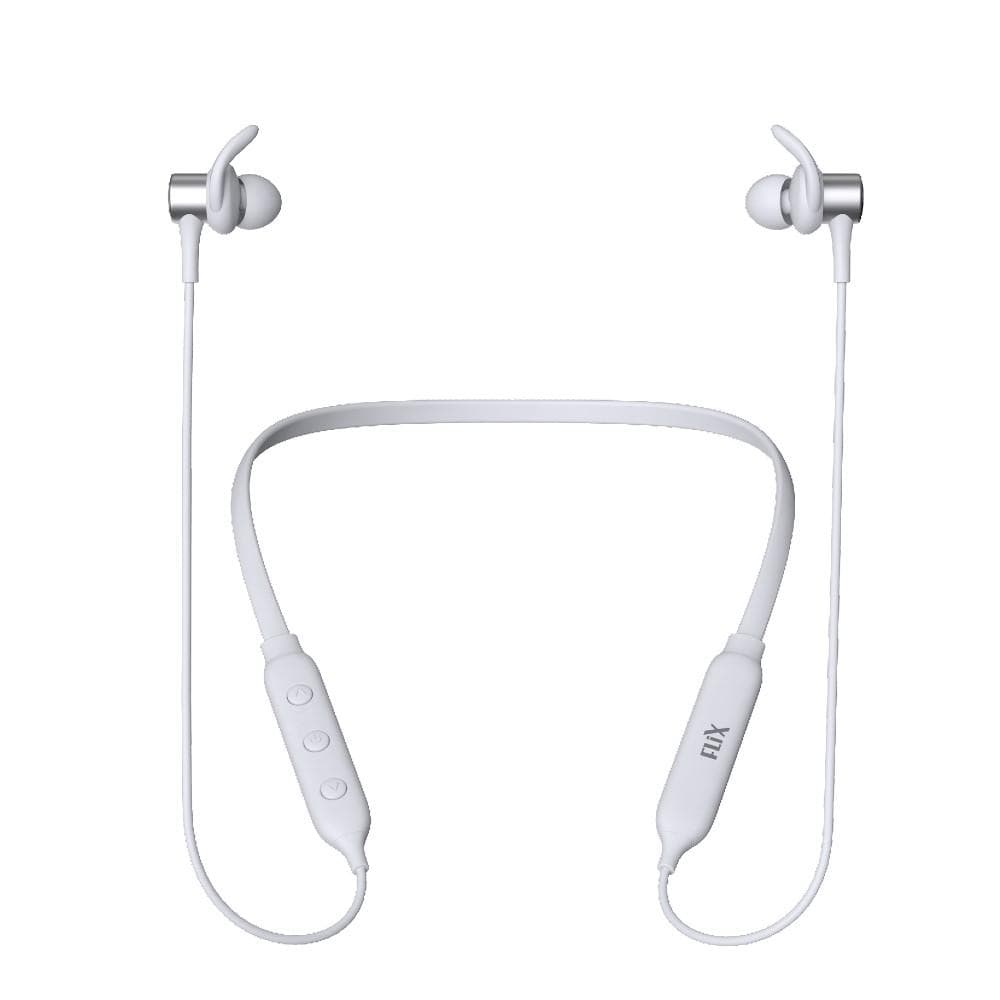 flix in-ear neckband headphones white flix (beetel) blaze 120 bluetooth v5.0 wireless in ear comfortable sports neckband - white