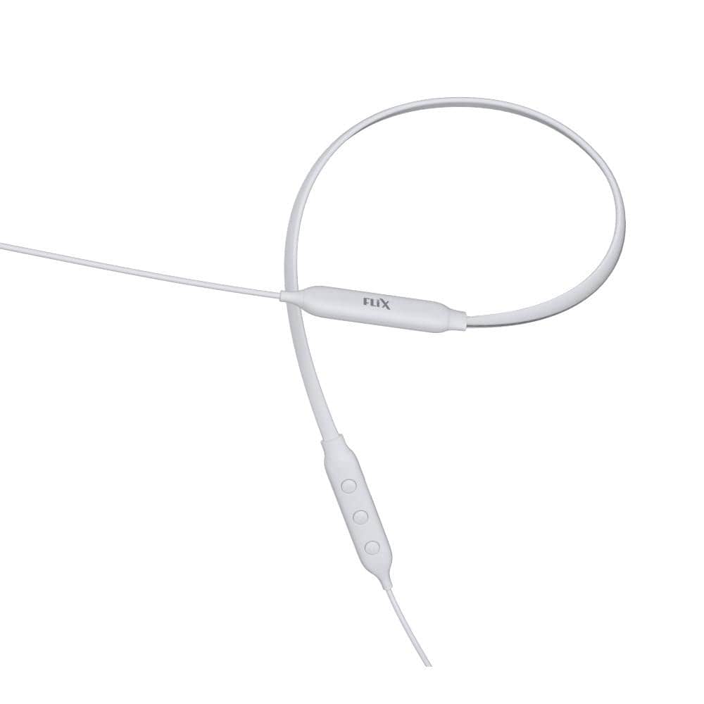 flix in-ear neckband headphones white flix (beetel) blaze 120 bluetooth v5.0 wireless in ear comfortable sports neckband - white