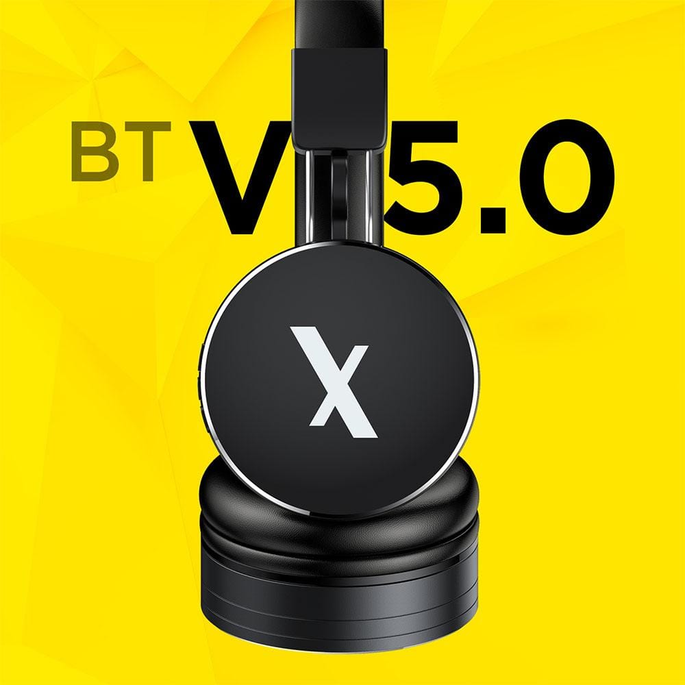 flix on-ear wireless headphones black flix (beetel) x2 bluetooth v5.0 on ear wireless headphone - black