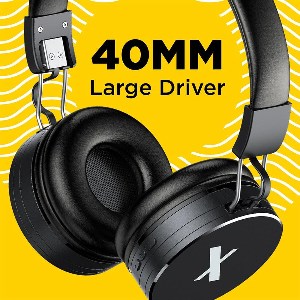 flix on-ear wireless headphones black flix (beetel) x2 bluetooth v5.0 on ear wireless headphone - black