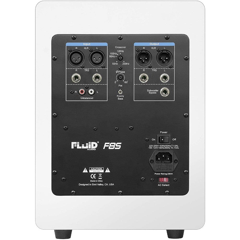 fluid audio subwoofers fluid audio f8sw active subwoofer- white
