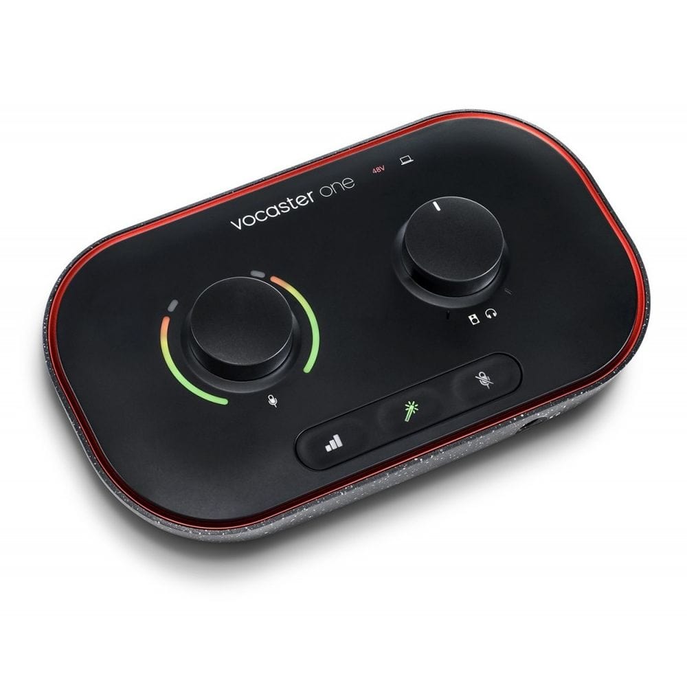 focusrite audio interfaces black focusrite vocaster one usb-c podcasting audio interface