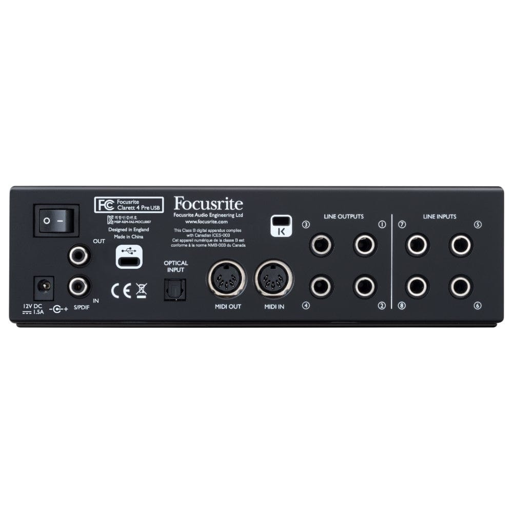 focusrite audio interfaces focusrite clarett 4 pre usb 18-in, 8-out audio interface for pc & mac