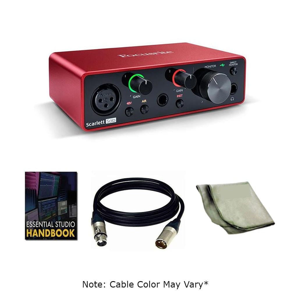 focusrite audio interfaces focusrite scarlett solo 3rd gen usb audio interface with xlr cable, polishing cloth & ebook