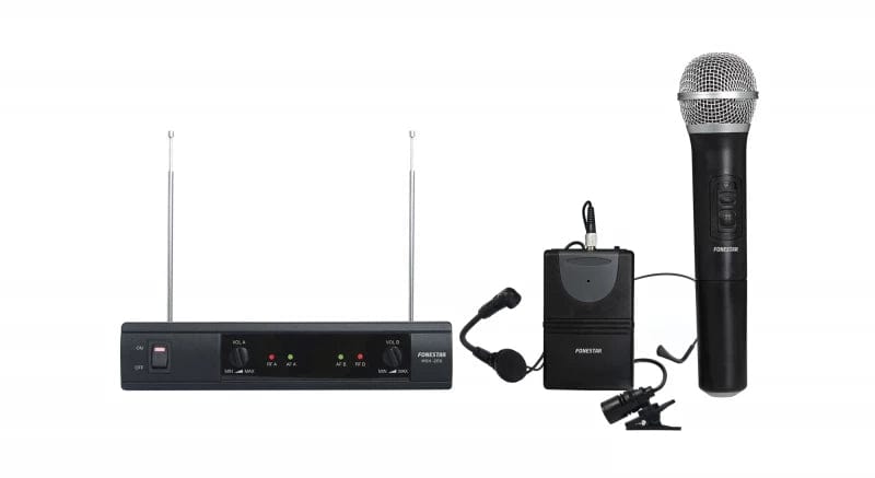 fonestar wireless systems fonestar msh-209 2 channel vhf wireless microphone system