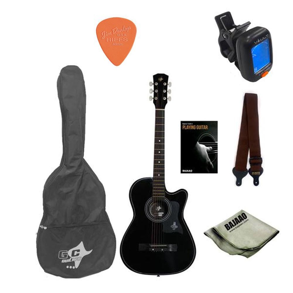 gc acoustic guitar bundles black gc 38c acoustic guitar starter pack with e-book #color_black