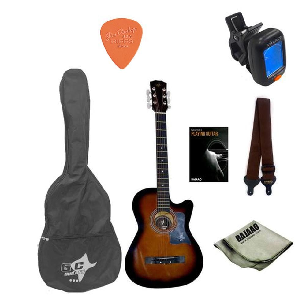 gc acoustic guitar bundles tobacco burst gc 38c acoustic guitar starter pack with e-book #color_tobacco-burst