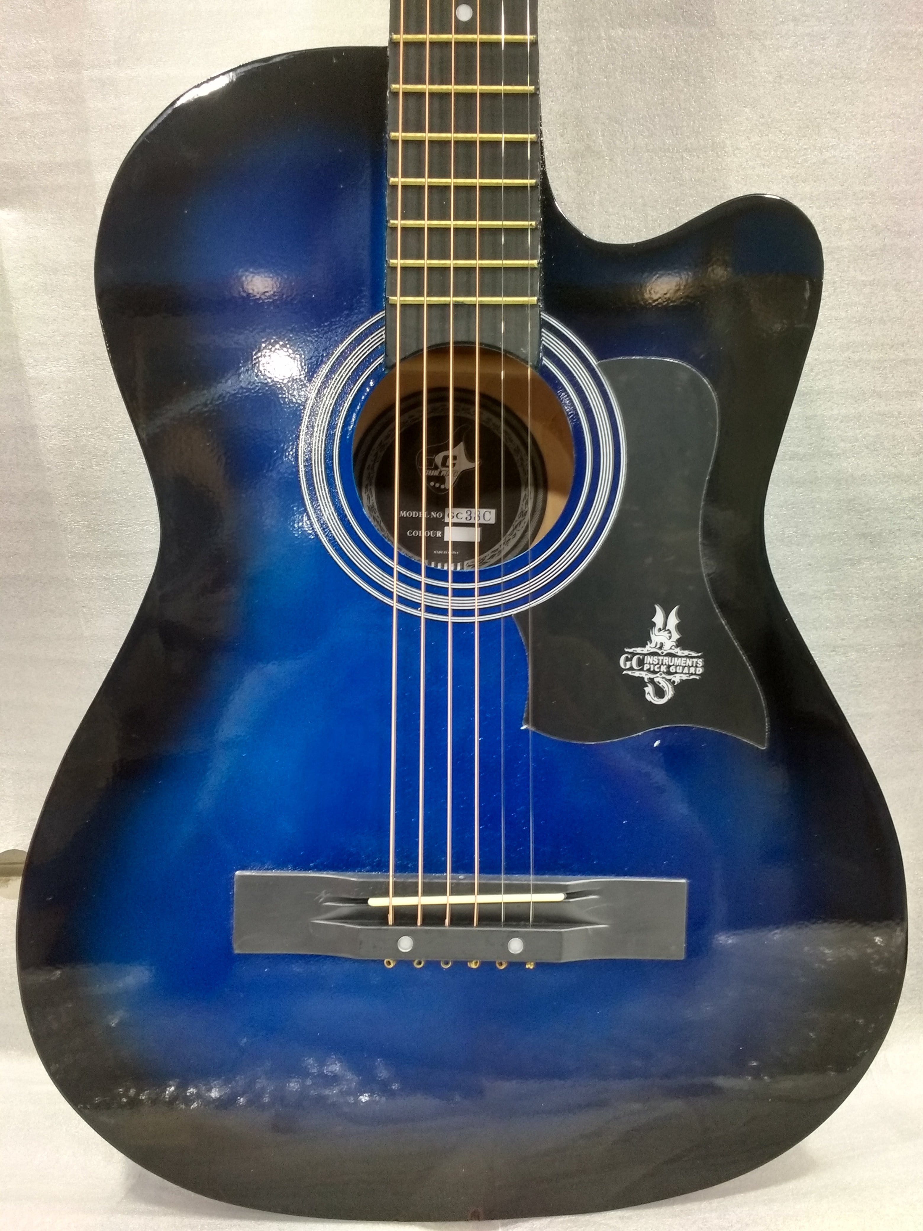 gc acoustic guitars gc 38c acoustic guitar with truss rod and bag - blue burst - open box b stock