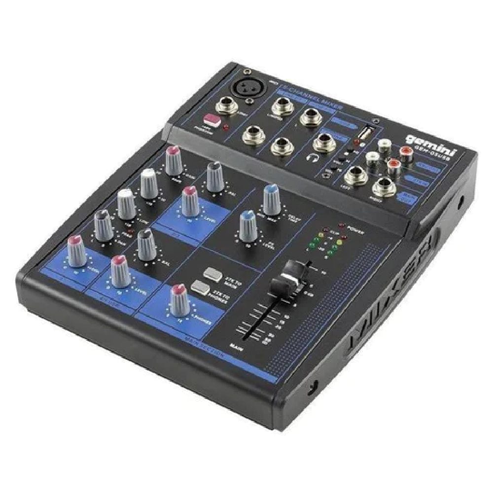gemini analog mixers grey gemini gem-05usb compact 5 channel bluetooth mixer