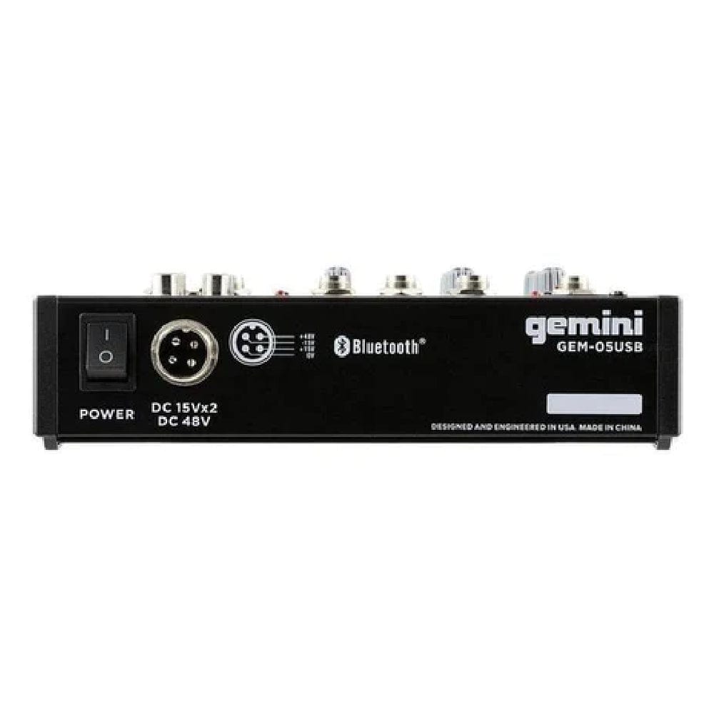 gemini analog mixers grey gemini gem-05usb compact 5 channel bluetooth mixer