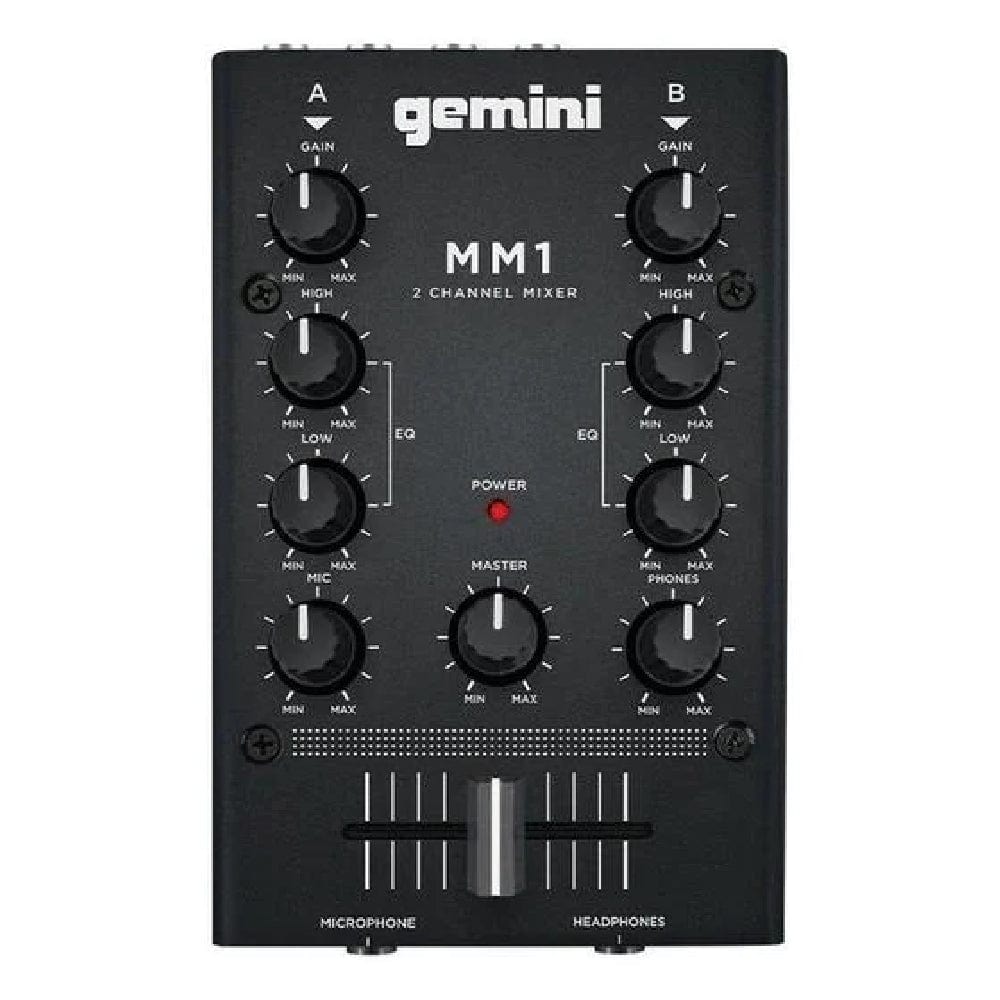 gemini dj mixers black gemini mm1 2-channel pocket-sized dj mixer